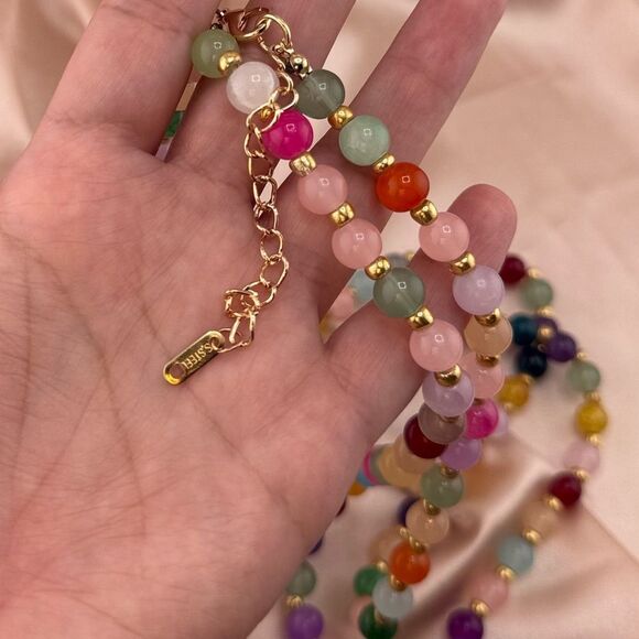 Rainbow Beaded Flower Pendant Necklace – Bold, Colorful & Totally Joyful! - Picture 8 of 12